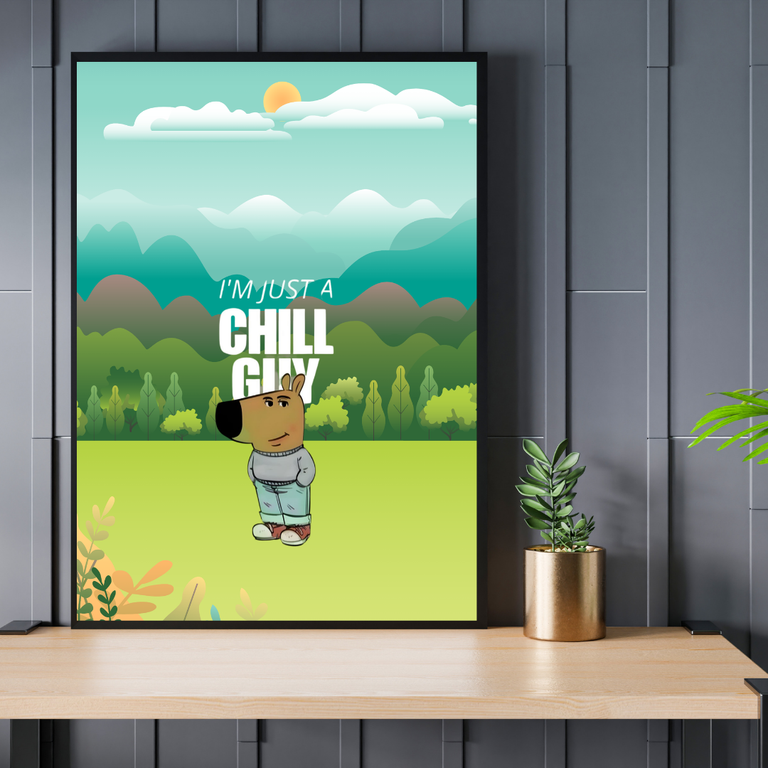 Chill Guy A4 Sized Framed Wall Poster