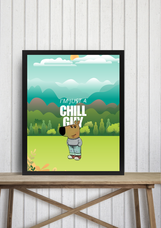 Chill Guy Framed Wall Poster [14x10 inches]