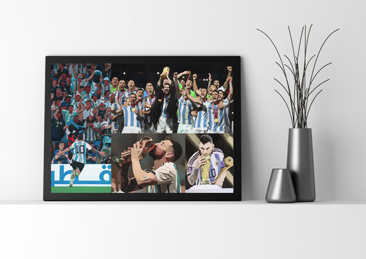 Lionel Messi Photo Collage | Framed Wall Art Print | Lionel Messi A4 Framed Poster