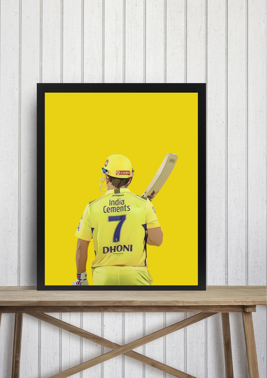 MS Dhoni CSK Poster | IPL A4 Framed Poster