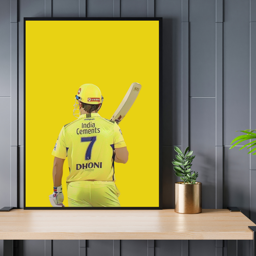 MS Dhoni CSK Poster | IPL A4 Framed Poster