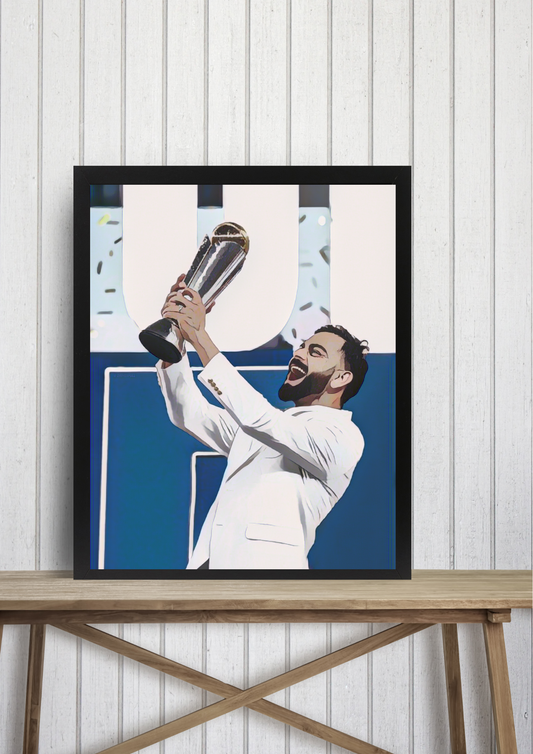 Virat Kohli Champions Trophy Celebration A4 Framed Poster