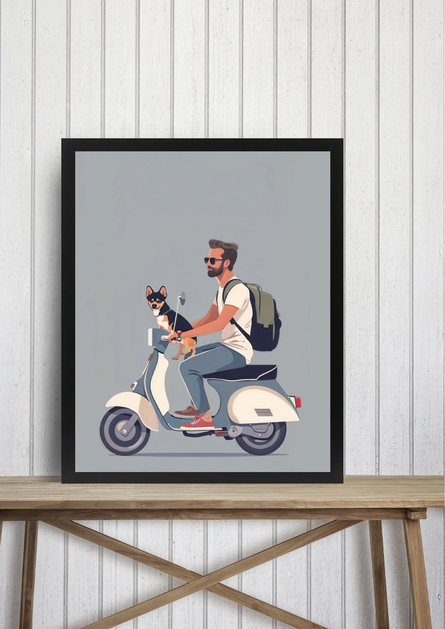 Dog Road Trip Art A4 Framed Poster